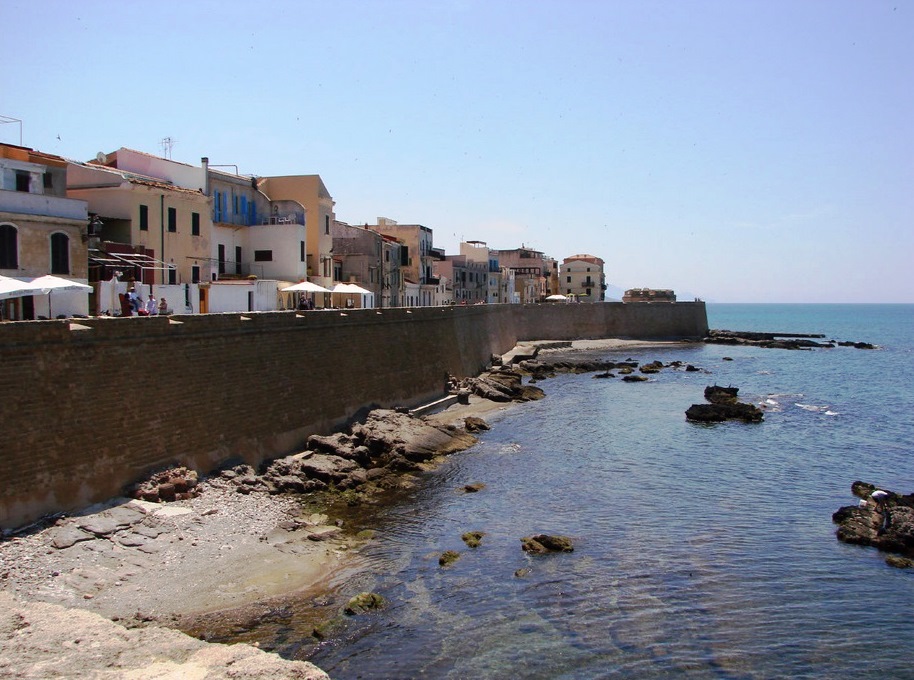 Alghero old town fortifications on the sea