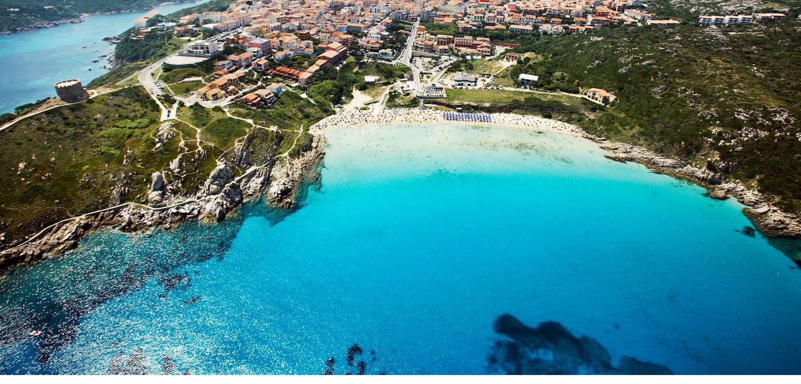 Costa Smeralda beach in Sardinia aerial view