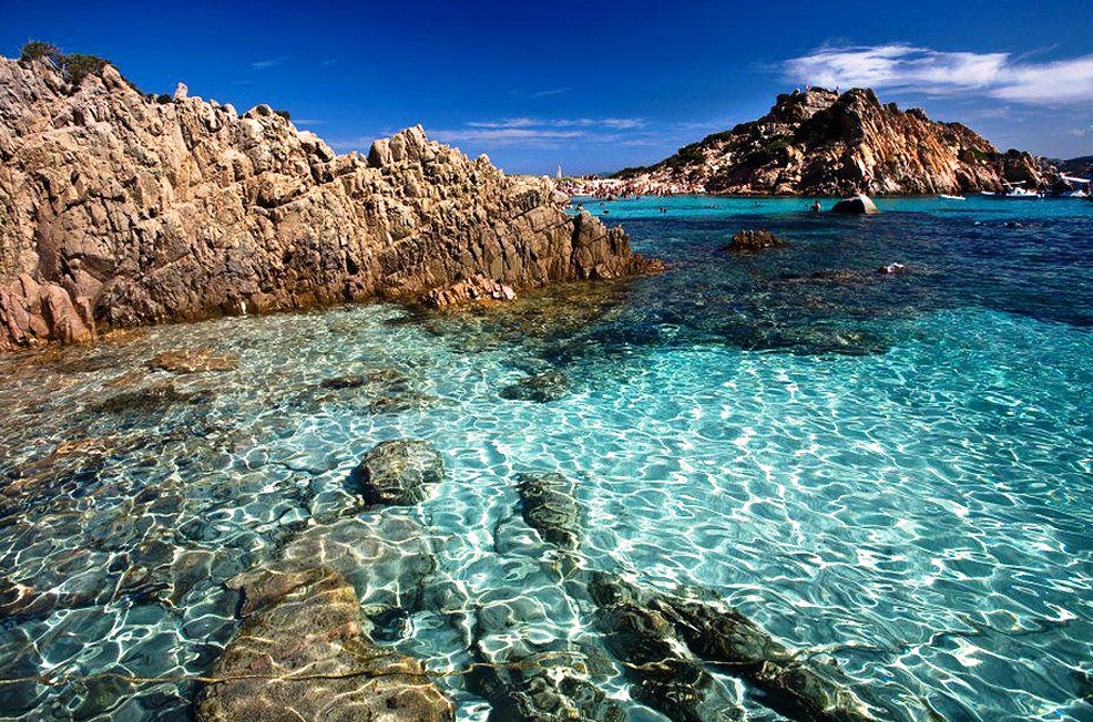 Clear waters on a rocky coast in Sardinia