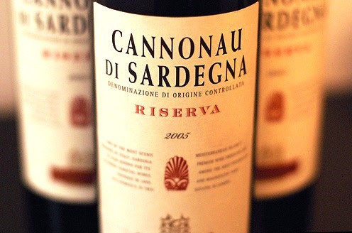 Sardinian cannonau wine bottles